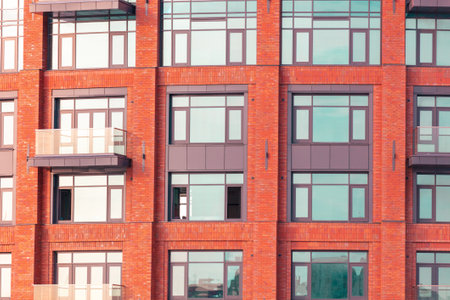 The walls of a multi-story building as a background. Texture.の写真素材