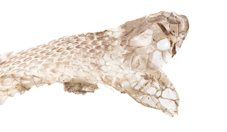 The skin of a snake isolated on a white background.