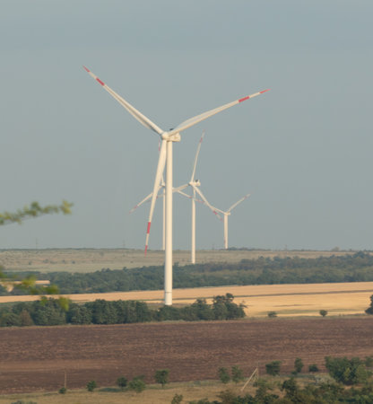 Wind power plants in nature. Technologies.