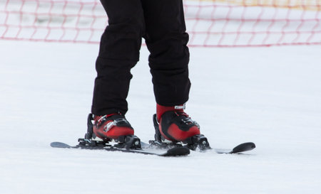 Men ski on snow in winter.の写真素材