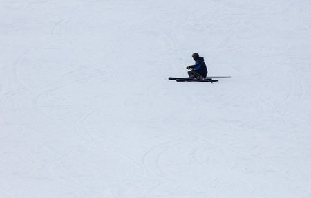 Men ski on snow in winter.の写真素材