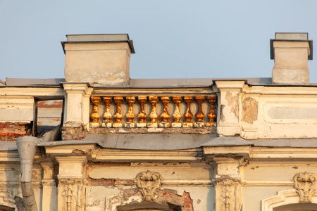 Rusty columns on the roof of a house.の写真素材