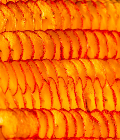 Chips with pepper as an abstract background. Texture.の写真素材
