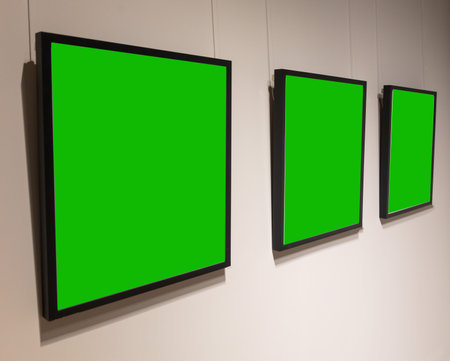 Pictures on the wall with a green background for your photos.の写真素材