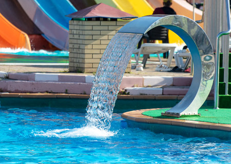 Splashes of water from a fountain as an abstract background.の写真素材