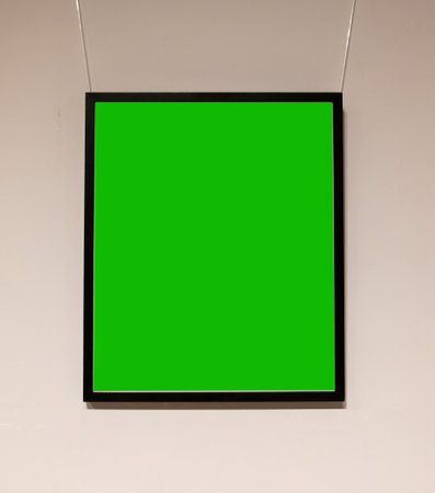 Pictures on the wall with a green background for your photos.