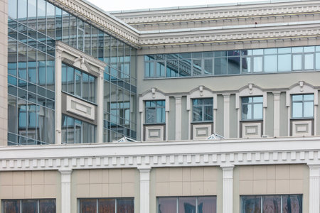 Windows in the building as a background.の写真素材