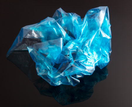 Blue polyethylene on a black background.