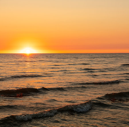 Sunset on the sea as a background.の写真素材