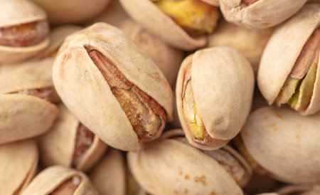 Fresh pistachios as a background. Macro.の写真素材