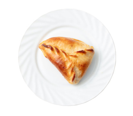 Samsa in a plate isolated on a white background.の写真素材