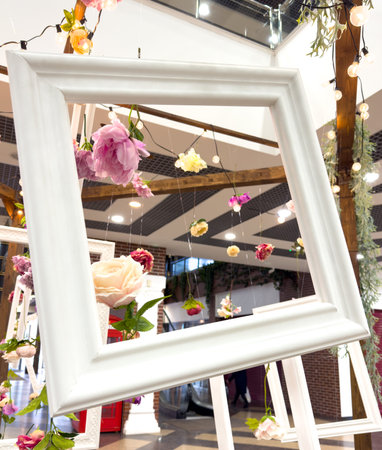 Picture frame with flowers. Background.