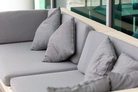 The lounge sofa is located outside.の写真素材
