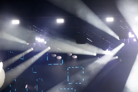 Blue light at a concert. Abstract background.
