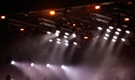 Light from spotlights on stage. Background.の写真素材