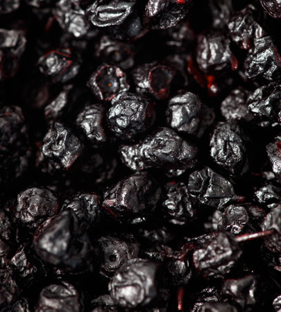 Dried blueberries as background. Close-up.の写真素材
