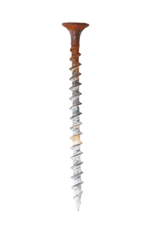 A rusty screwdriver with a spiral pattern. The screwdriver is old and worn, with a rusted tip. The...