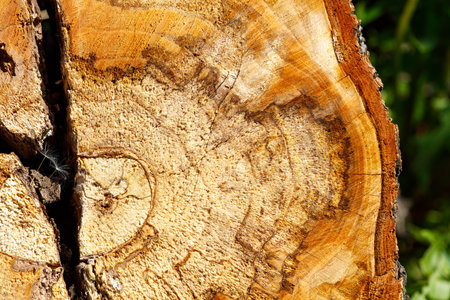 A large piece of wood with a hole in the middle. The wood is brown and has a rough texture
