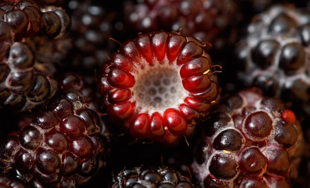 Fresh blackberries as background. Macro.の写真素材