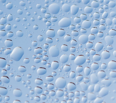 Frozen water drops on glass as an abstract background. Texture.の写真素材