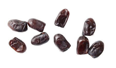 Dried dates isolated on white background. Close-up.