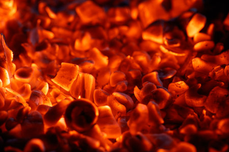 Burning charcoal as an abstract background.