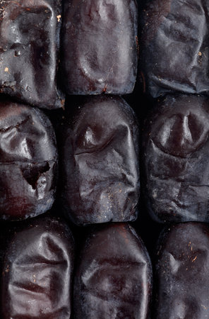 Dried dates as a background. Close-up.の写真素材