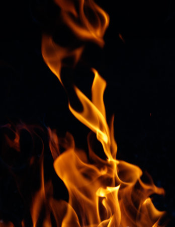 Fire flame on black background.