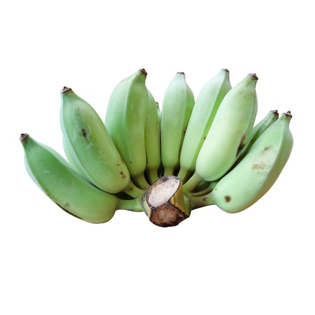 green banana isolated on whiteの写真素材