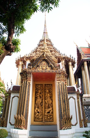 Temple door decoration in bangkok, thailandの写真素材