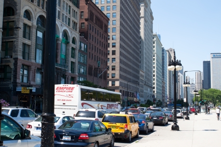 Heavy traffic in downtown, Chicagoのeditorial素材