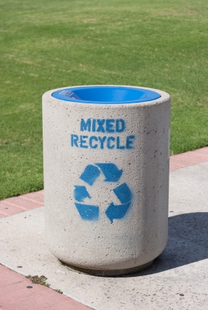 Concrete recycle bin in parkの写真素材
