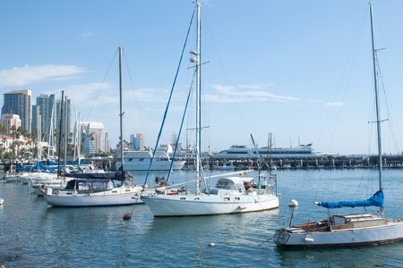 Private yachts in San Diego bay  San Diego bay is the famous point sightseeing in San Diego, Californiaの写真素材