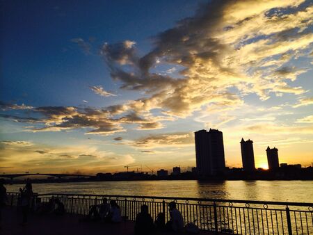 View of nice sunset short inside the riverの素材