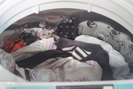 Washing machine with open coverの写真素材