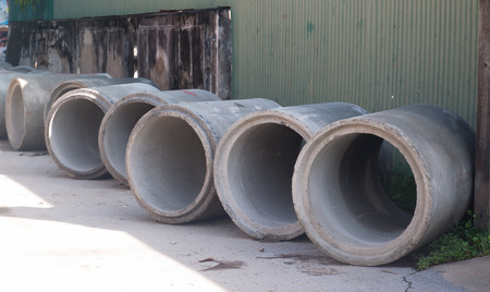 Concrete pipes underconstructionの写真素材