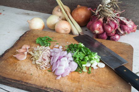 Thai cuisine with vegetables in kitchenの写真素材