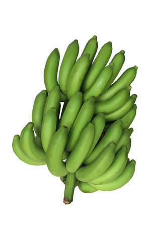 Green banana isolated on white backgroundの写真素材