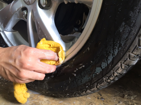 Man washing a carの写真素材