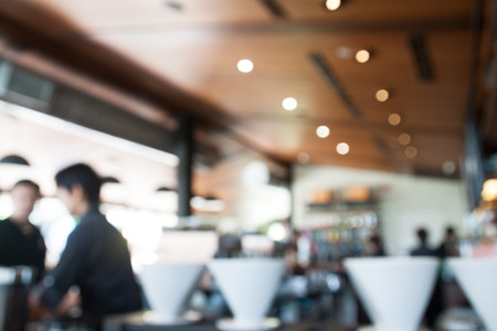 Blurry background in coffee shopの写真素材