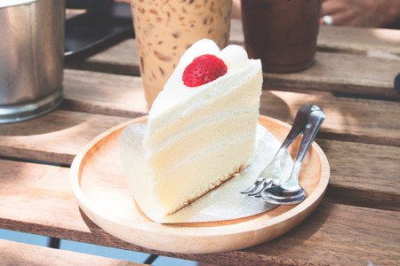Close up of cake in cafeの写真素材