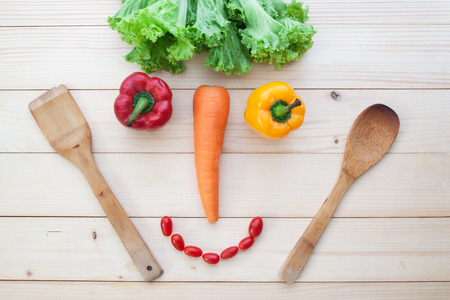 Creative smiling face made from vegetables, Healthy lifestyle conceptの写真素材