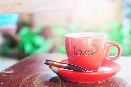 A cup of coffee with love. Health and Love conceptの写真素材