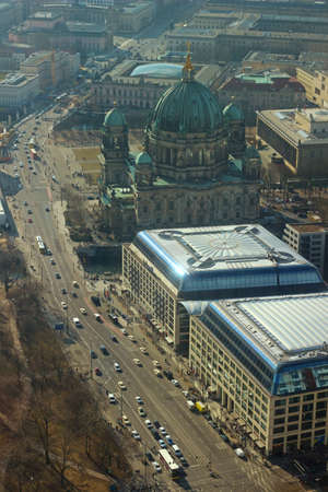 Cathedral of Berlin, aerial view and famous streetの写真素材