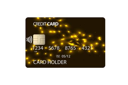 Plastic credit card with unique design. NFC chip. Vector illustration.のイラスト素材