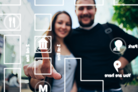 Sensor screen of Navigation system for touristsの写真素材