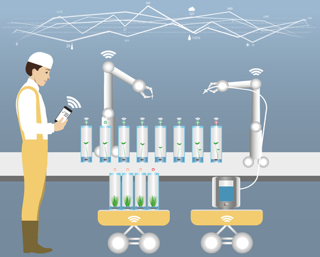 Laboratory for plant breeding and cultivation. Internet of things in agriculture.のイラスト素材