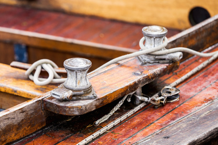 Deck of an old wooden fishing ship