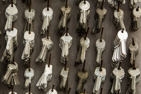 A set of key blanks in a hardware workshop