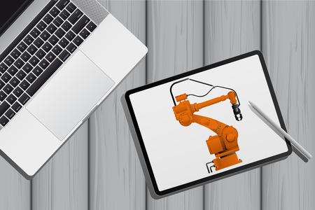 Creating an industrial robot design. Vector illustrationのイラスト素材